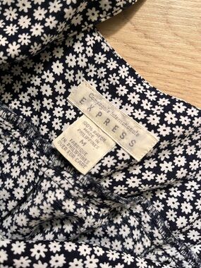 1990’s vintage oversized Express Blue and White Daisy Print long dress